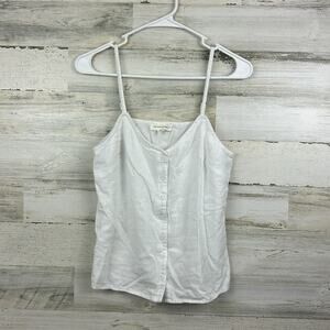 Treasure & Bond womens extra small linen blend button sleeveless blouse top